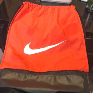 Nike~Red-Orange and Black Drawstring Bag